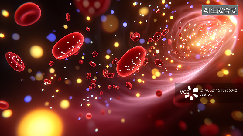 【AI数字艺术】血管 毛细血管 红细胞 白细胞 血管堵塞图片素材