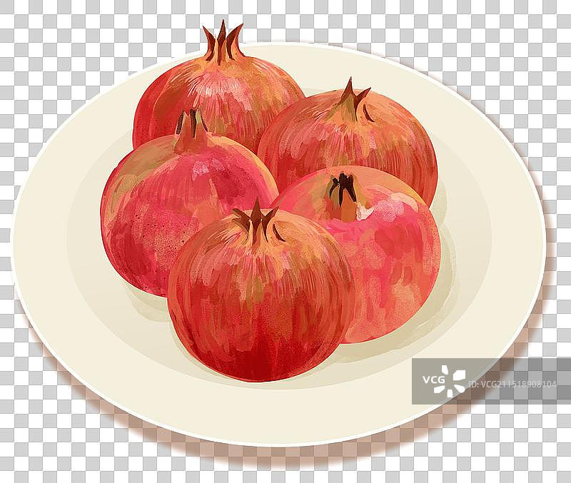 食物食材饮食健康维生素营养搭配季节水果果肉果实元素素材卡通石榴盘子插画图片素材