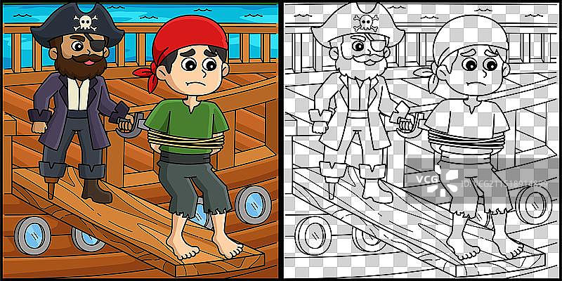 海盗走跳板填色图图片素材