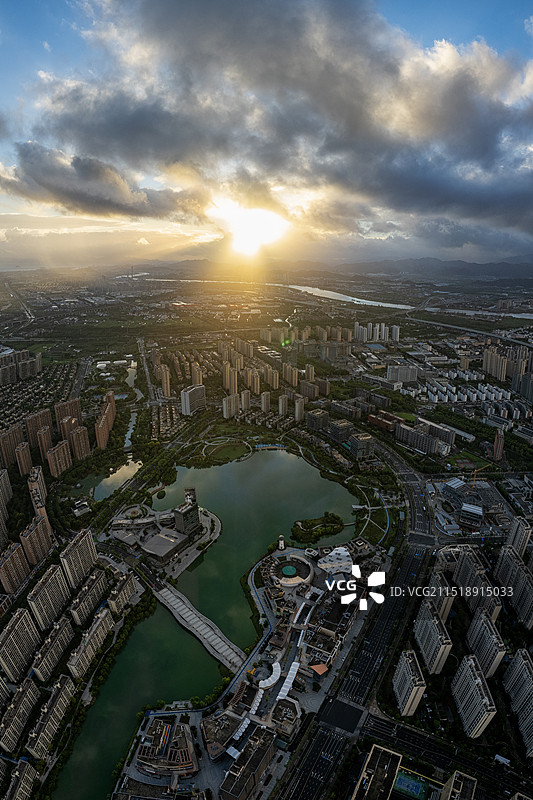 宁波镇海航拍 同心湖 宁波市区图片素材
