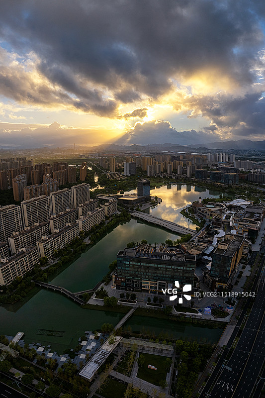 宁波镇海航拍 同心湖 宁波市区图片素材