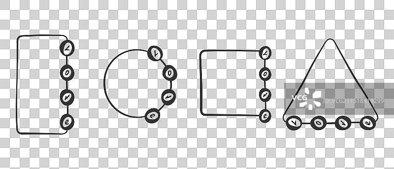 爱心符号概念边框集圆形方形图片素材