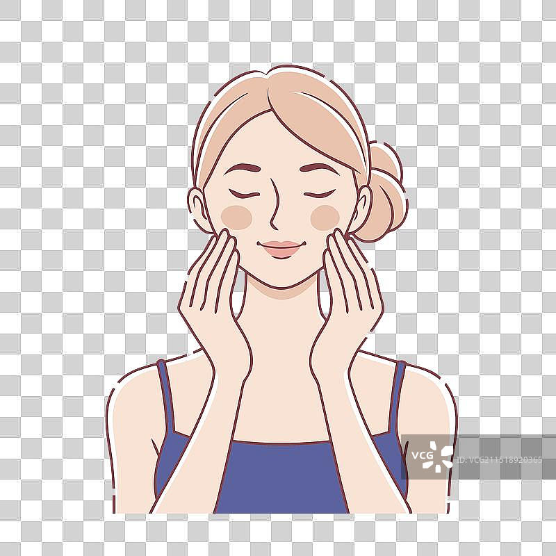 使用洁面啫喱或洗面奶的女人图片素材