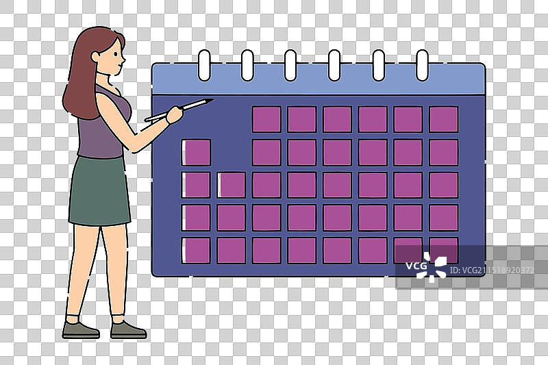 女人查看白色日历图片素材