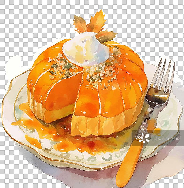 顶部有鲜奶油的南瓜派图片素材