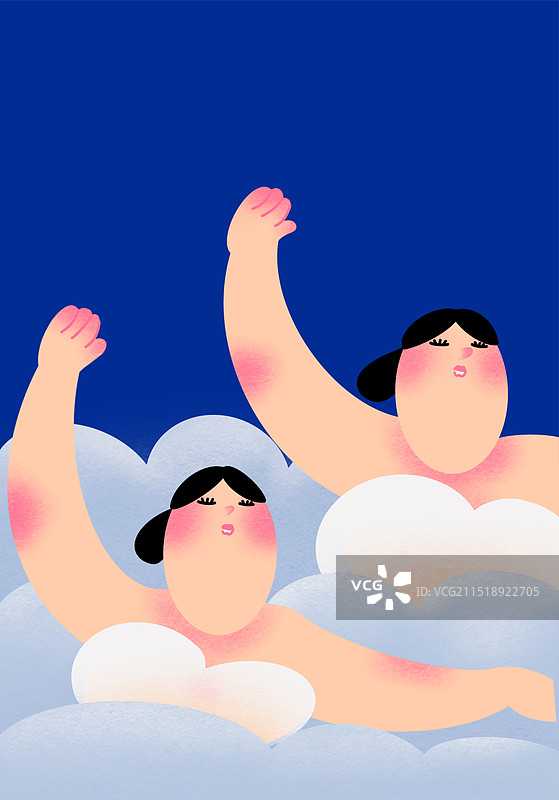 双人花样游泳体操运动奥运亚运比赛扁平插画图片素材