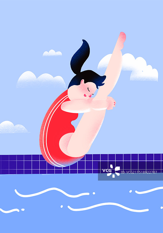 跳水运动奥运亚运比赛扁平插画图片素材