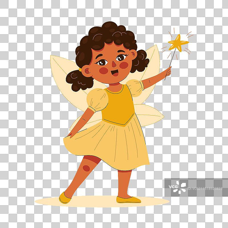 穿着仙女服装的可爱卷发女孩图片素材