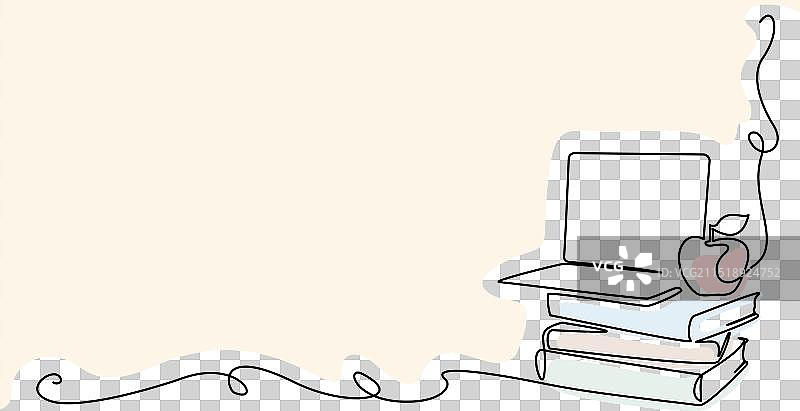 书本、笔记本和苹果堆叠角落图片素材