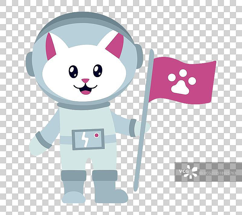 带旗帜动物图案的宇航员猫图片素材