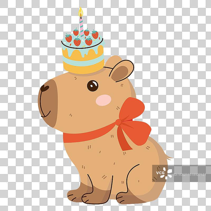 可爱的生日水豚角色图片素材