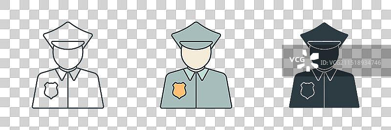 白色背景的警官图标符号图片素材
