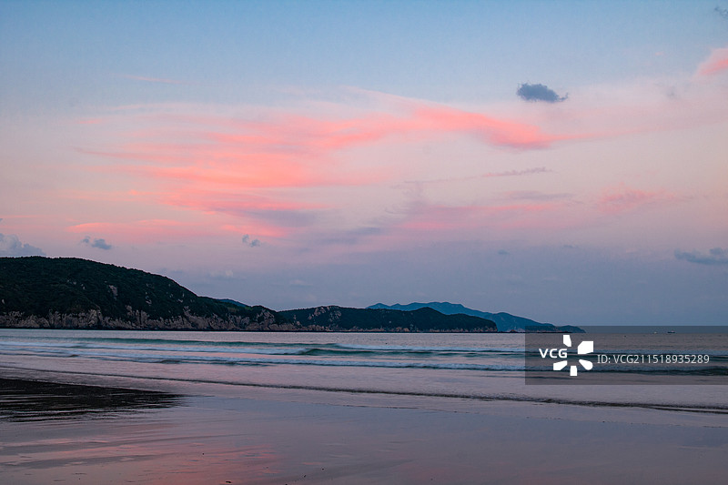 舟山桃花岛沙滩晚霞图片素材