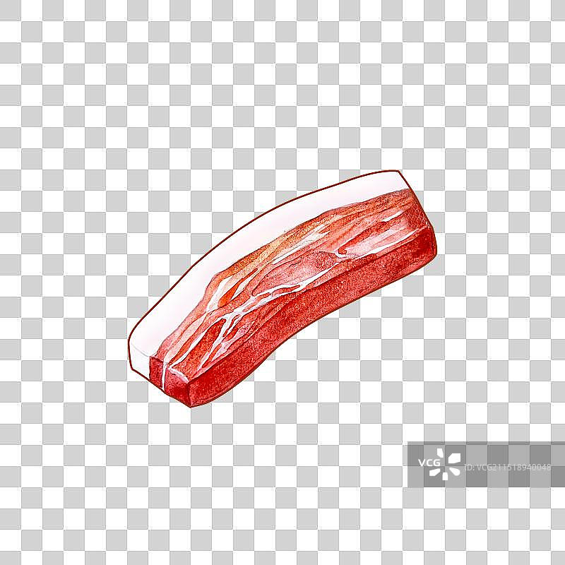 一块五花肉水彩手绘插画图片素材
