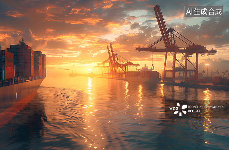 【AI数字艺术】货运运输进出口码头图片素材