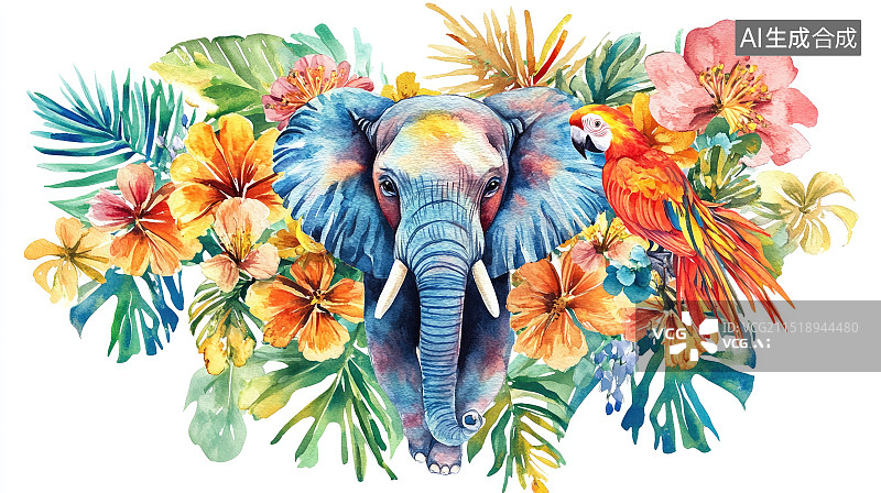【AI数字艺术】海报风格的大象图片素材