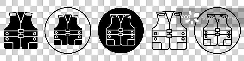 带黑色轮廓线的救生衣图标图片素材