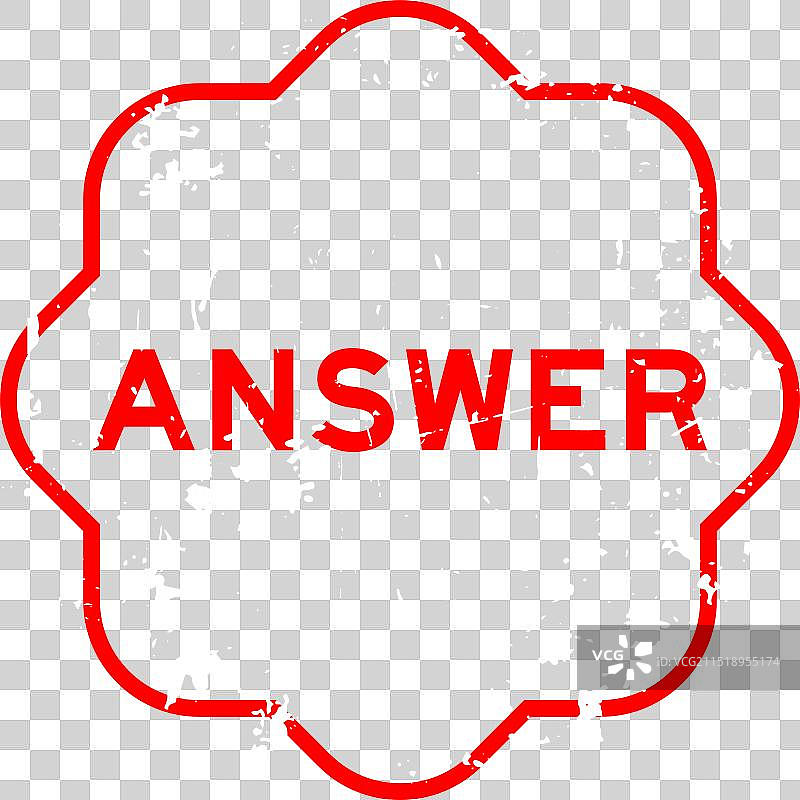 白色背景上的红色Grunge风格“答案”词语橡胶印章图片素材