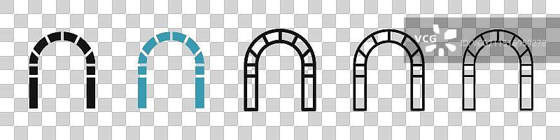 黑色和蓝色拱门图标集图片素材