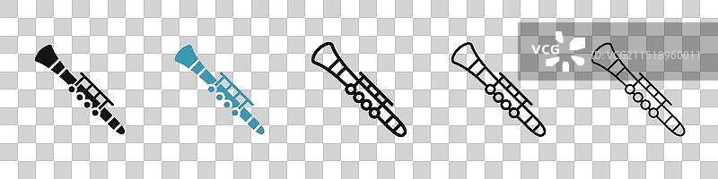 黑蓝色单簧管图标集图片素材