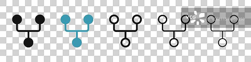 代码分叉图标黑色和蓝色图片素材