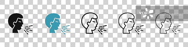 黑蓝色咳嗽图标集图片素材