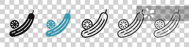 黑色和蓝色黄瓜图标集图片素材