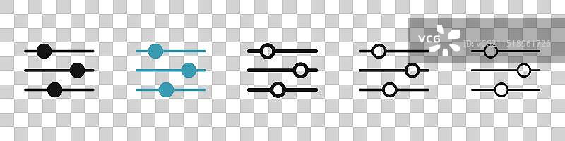 黑色和蓝色滤镜按钮图标集图片素材