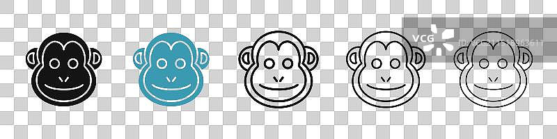 黑色和蓝色猴子图标合集图片素材