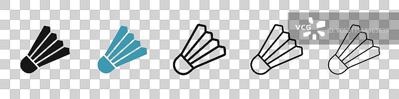 黑色和蓝色羽毛球图标集图片素材