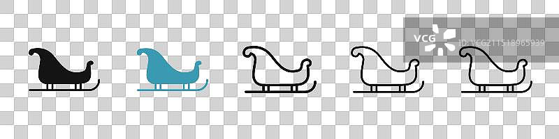 黑蓝色雪橇图标集图片素材