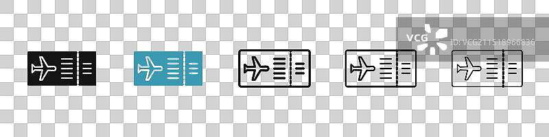 黑色和蓝色机票图标集图片素材
