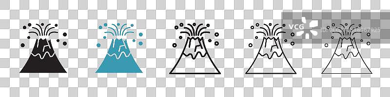 黑色和蓝色火山图标集图片素材