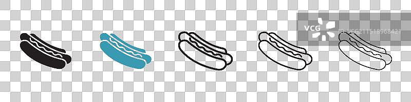 黑色和蓝色热狗图标集图片素材