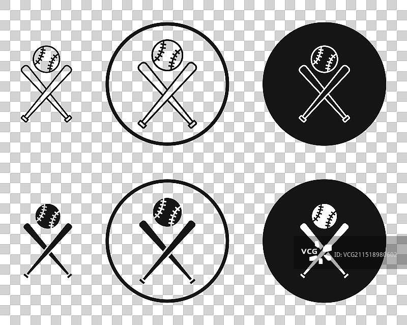 黑白轮廓棒球图标合集图片素材