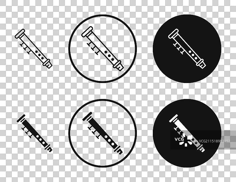 黑白轮廓长笛图标集图片素材