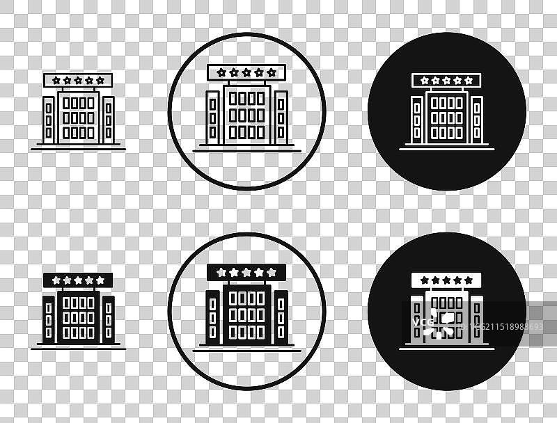 酒店图标集黑白线稿图片素材