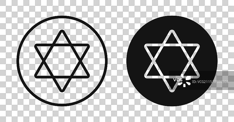 黑白轮廓的大卫之星图标集图片素材