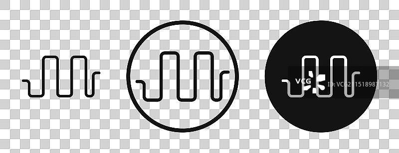 黑白轮廓波浪方形图标集图片素材