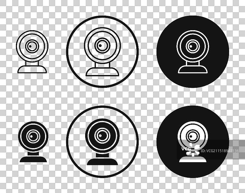 黑白轮廓网络摄像头图标集图片素材