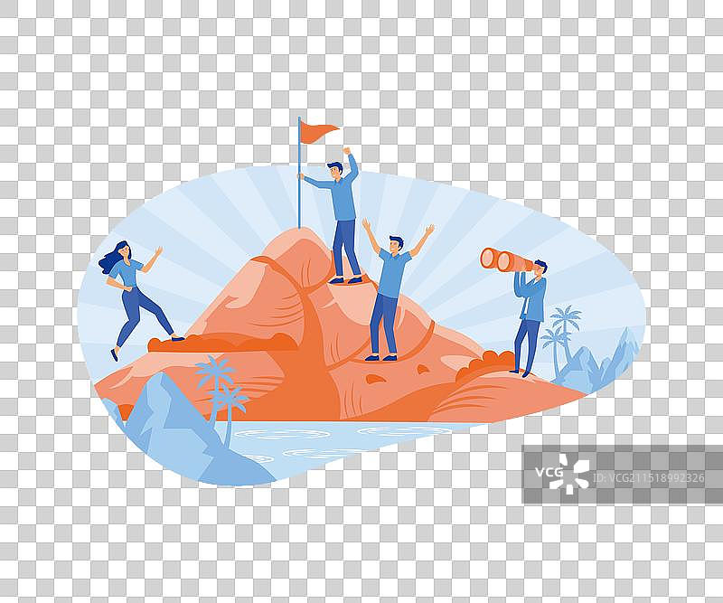 商业人士攀登顶峰领导力概念图片素材