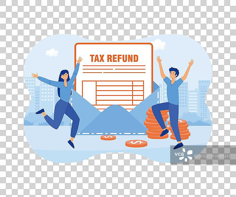 快乐的人们获得退税图片素材
