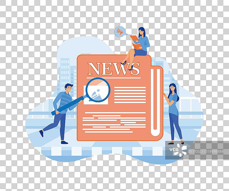 人们阅读报纸上的突发新闻图片素材