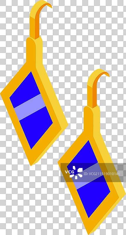 一对镶嵌蓝色宝石的黄金耳环图片素材