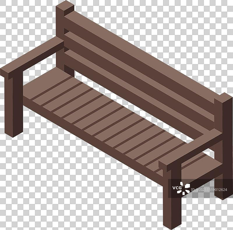 城市设计用木制公园长椅2.5D视图图片素材