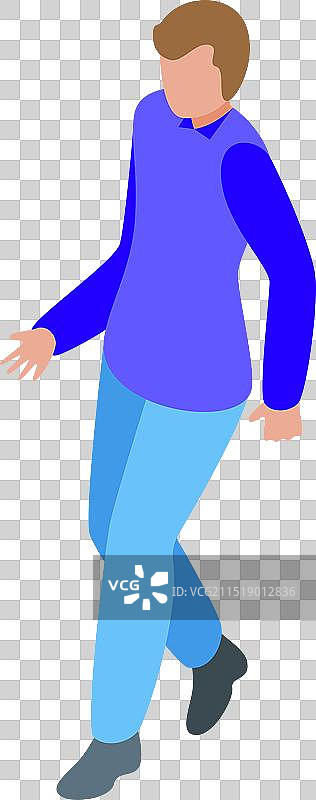 穿着蓝色衣服向前走的年轻男人图片素材