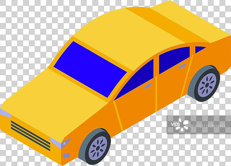 黄色轿车停靠2.5D视图图片素材