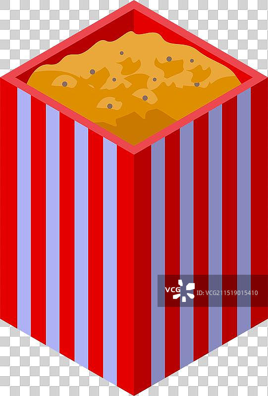 装满爆米花的2.5D桶图片素材