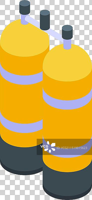 黄色潜水气瓶与管子相连图片素材