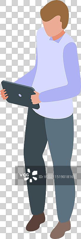 办公室工作人员站着使用数字平板电脑图片素材